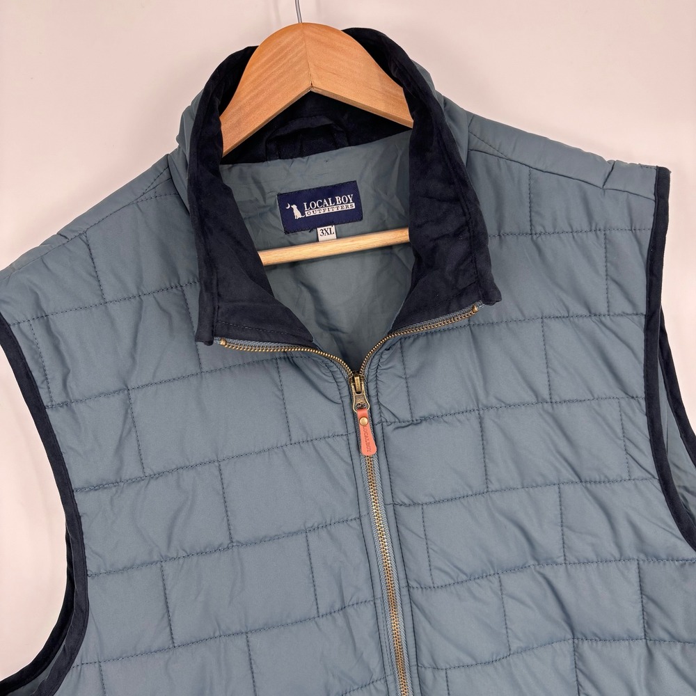 Local Boy Outfitters Quilted Vest Mens 3XL Blue Full Zip Outdoor Layering Hiking